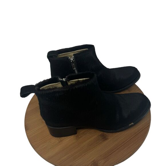 Elizabeth and James Ava Black Ankle Bootie Pony Hair Boho Festival Womens Size 8 - Picture 1 of 9